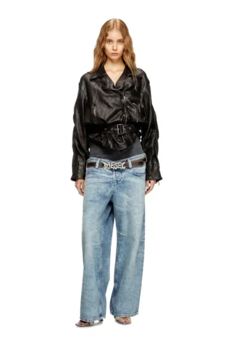 l-oys Jacke mit Gürtel aus gekochter Leder