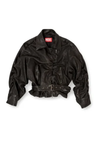 l-oys Jacke mit Gürtel aus gekochter Leder