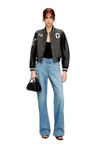 l-real-cp Kurze Collegejacke aus Wolle und Leder