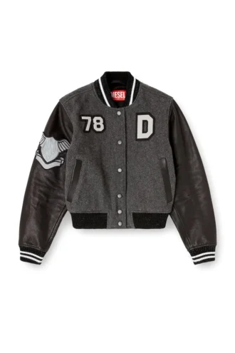 l-real-cp Kurze Collegejacke aus Wolle und Leder
