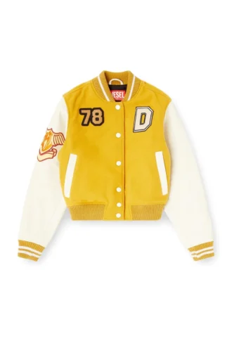 l-real-cp Kurze Collegejacke aus Wolle und Leder