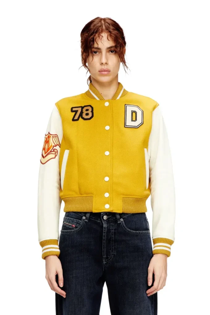 l-real-cp Kurze Collegejacke aus Wolle und Leder l-real-cp Kurze Collegejacke aus Wolle und Leder