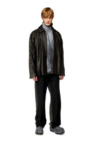 l-stoller Hybridjacke aus Denim und Leder