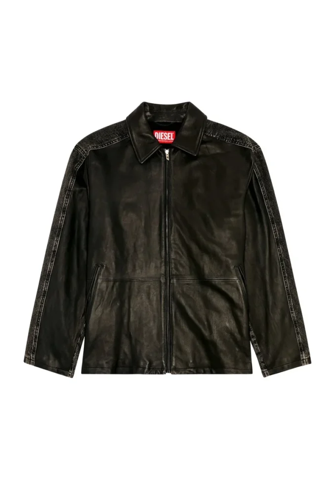 l-stoller Hybridjacke aus Denim und Leder
