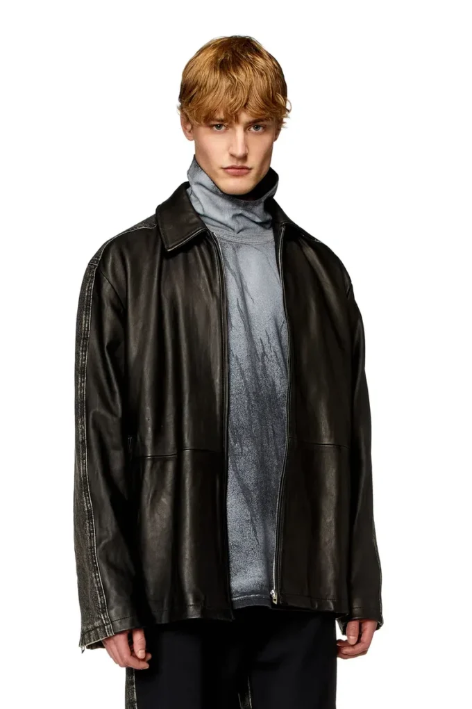 l-stoller Hybridjacke aus Denim und Leder