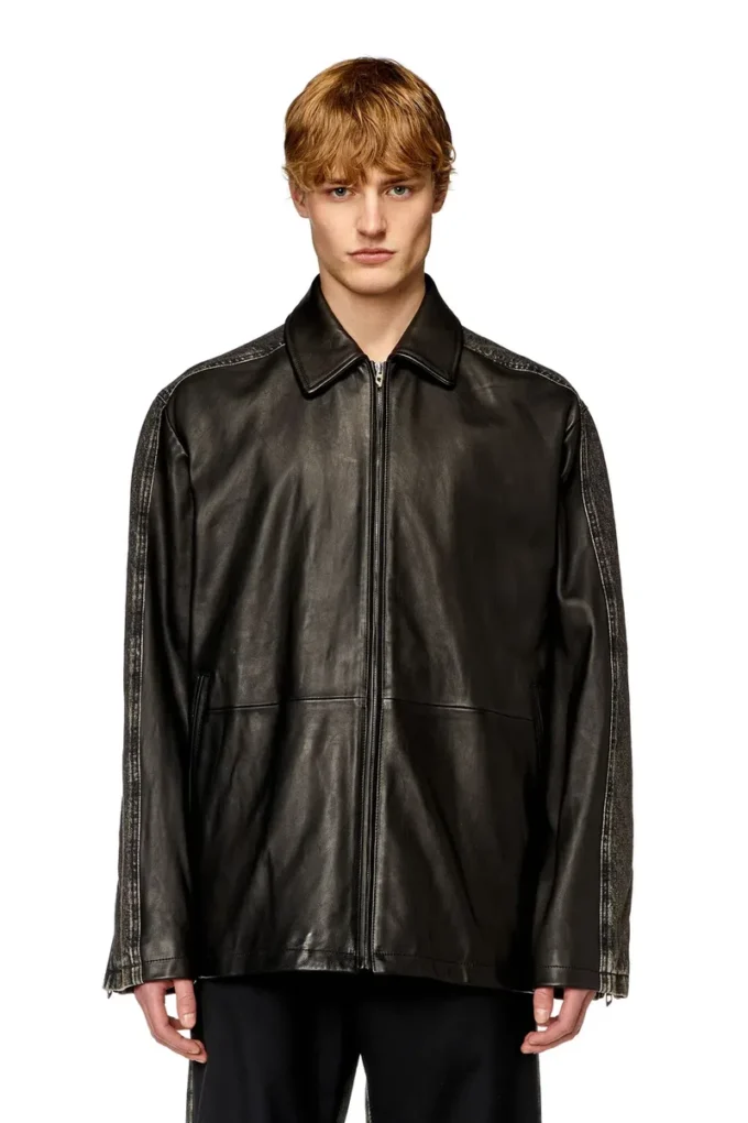 l-stoller Hybridjacke aus Denim und Leder