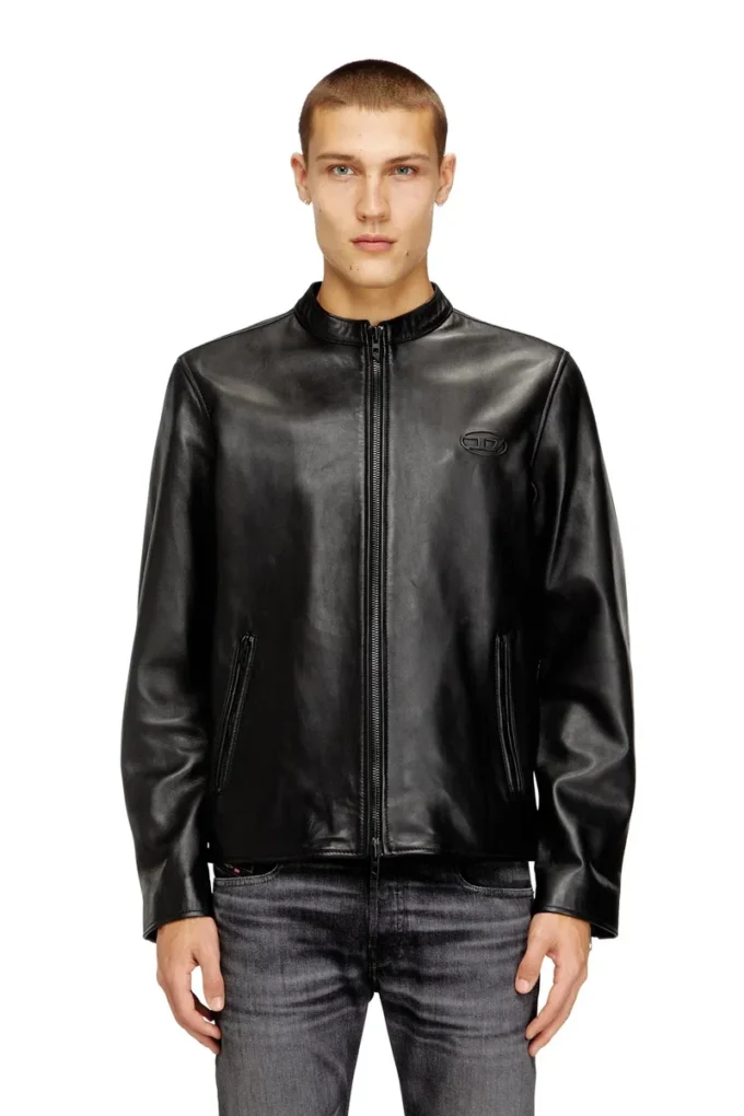 l-tad-wrd Bikerjacke aus gewachstem Leder