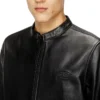 l-tad-wrd Bikerjacke aus gewachstem Leder