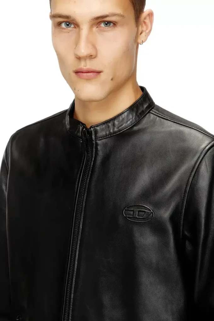 l-tad-wrd Bikerjacke aus gewachstem Leder