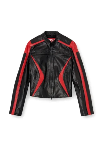 Liebenswerte Bikerjacke aus Leder in Colour-Blocking