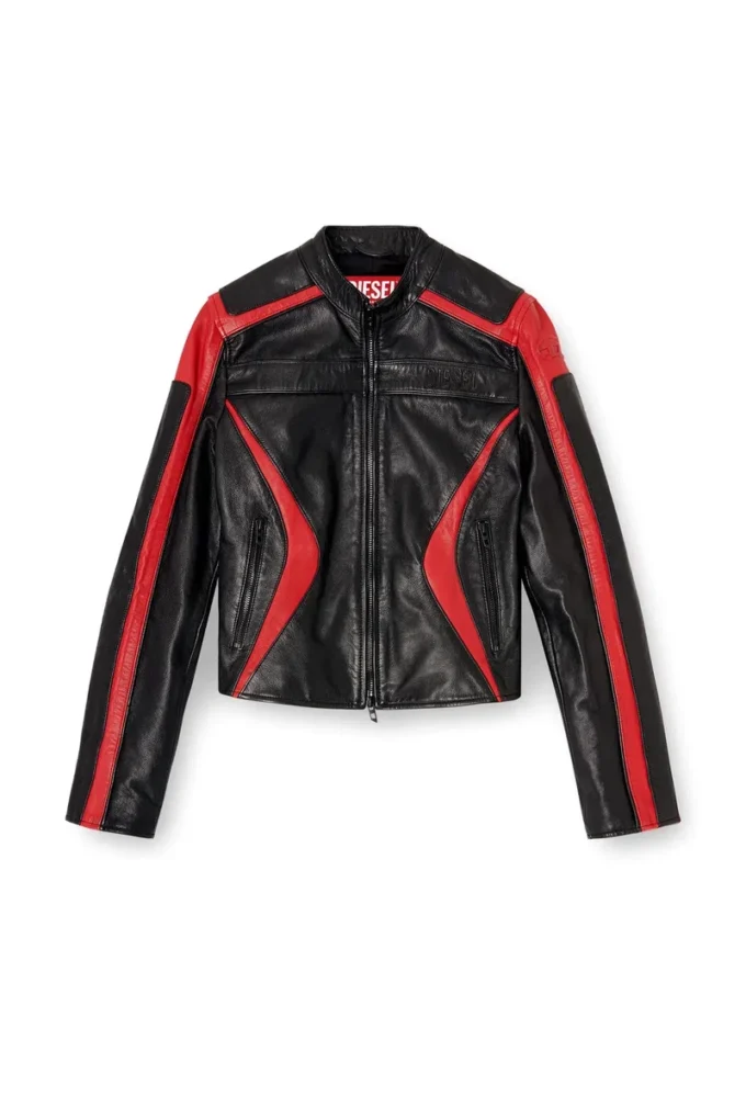 Liebenswerte Bikerjacke aus Leder in Colour-Blocking Liebenswerte Bikerjacke aus Leder in Colour-Blocking