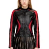 Liebenswerte Bikerjacke aus Leder in Colour-Blocking Liebenswerte Bikerjacke aus Leder in Colour-Blocking