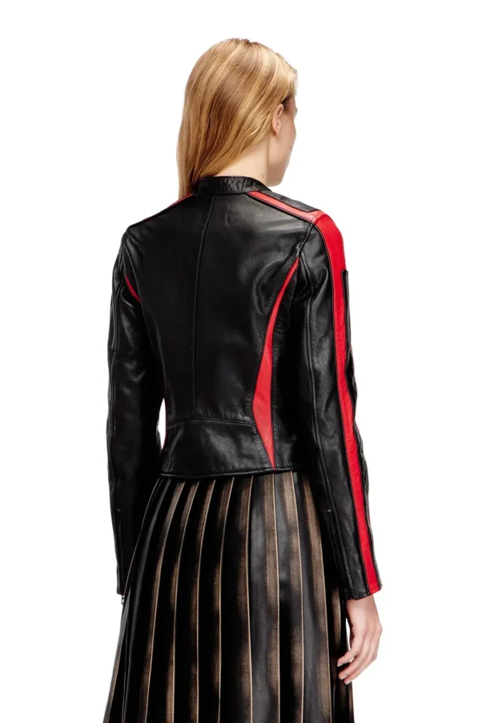 Liebenswerte Bikerjacke aus Leder in Colour-Blocking Liebenswerte Bikerjacke aus Leder in Colour-Blocking