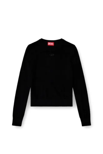 m-alinesa Wollpullover mit ausgeschnittenem Logo