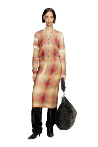 m-chloty Wollcardigan mit verzerrtem Karomuster