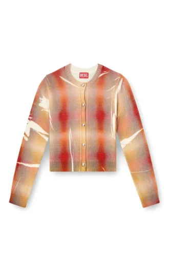 m-chloty Wollcardigan mit verzerrtem Karomuster