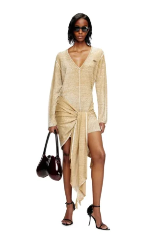 m-egaknot Strickkleid mit Bindegürtel an der Hüfte