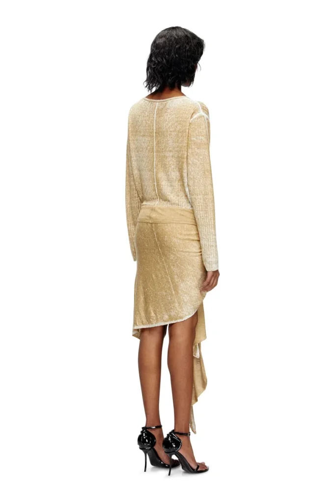 m-egaknot Strickkleid mit Bindegürtel an der Hüfte