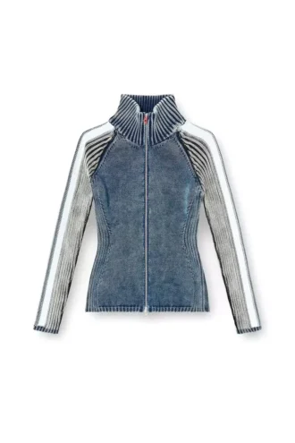 m-estrella Strickjacke mit Reißverschluss und sportlichen Streifen