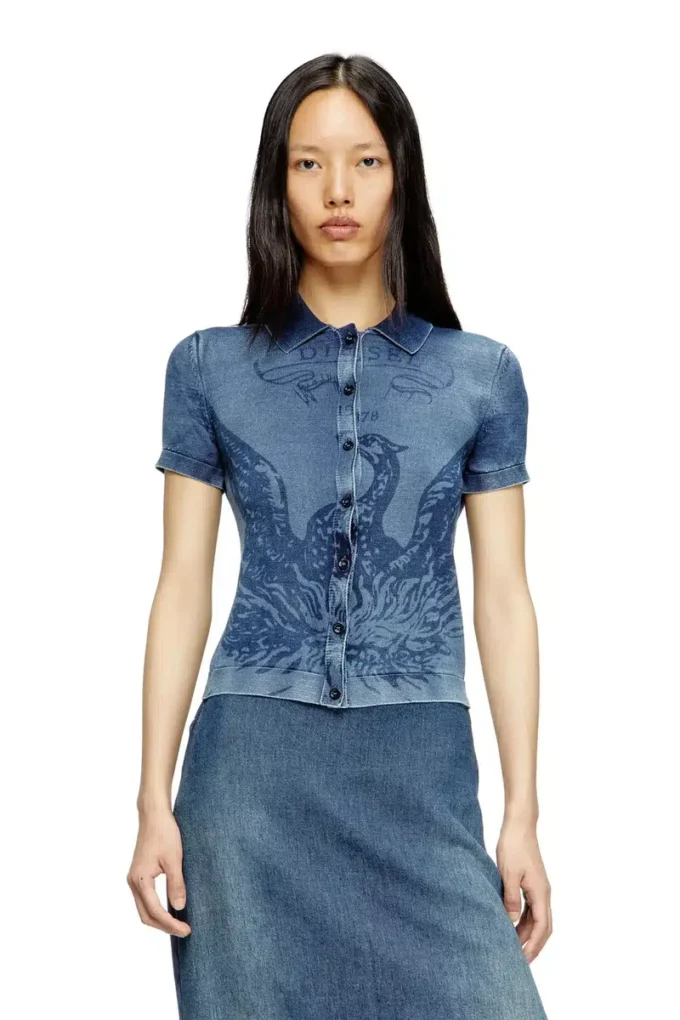 m-fenny Indigo-Hemdjacke mit Phoenix-Logo