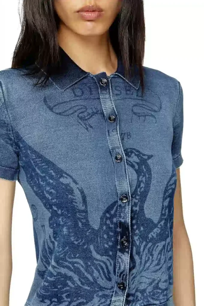 m-fenny Indigo-Hemdjacke mit Phoenix-Logo