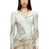 m-fiorina Kurzer Cardigan mit mittelalterlichem Print