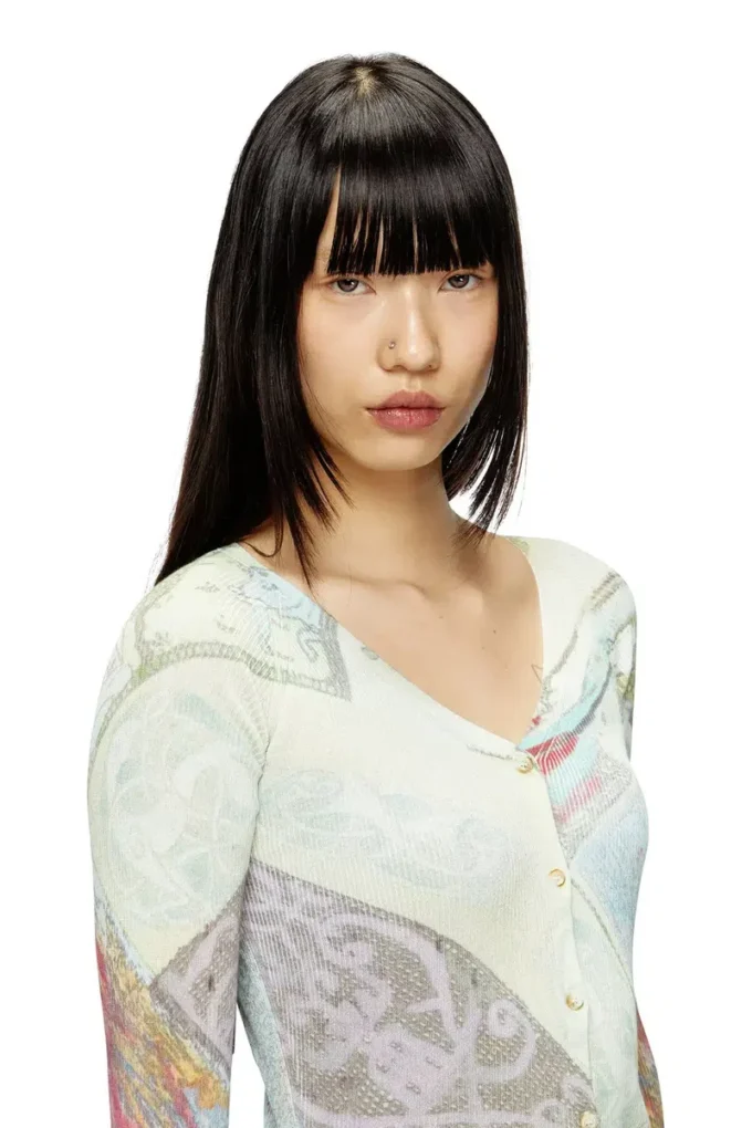 m-fiorina Kurzer Cardigan mit mittelalterlichem Print
