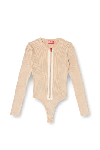 m-gilde Strickjacke mit Reißverschluss aus gerippter Baumwolle