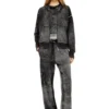 m-hermine Strickjacke mit Kapuze und Reverse-Print aus Wolle