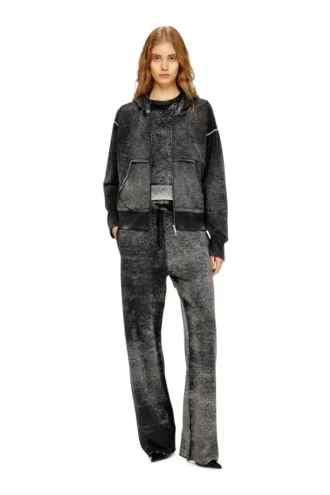m-hermine Strickjacke mit Kapuze und Reverse-Print aus Wolle
