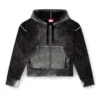 m-hermine Strickjacke mit Kapuze und Reverse-Print aus Wolle