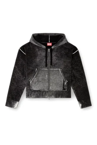 m-hermine Strickjacke mit Kapuze und Reverse-Print aus Wolle