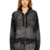 m-hermine Strickjacke mit Kapuze und Reverse-Print aus Wolle