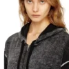 m-hermine Strickjacke mit Kapuze und Reverse-Print aus Wolle