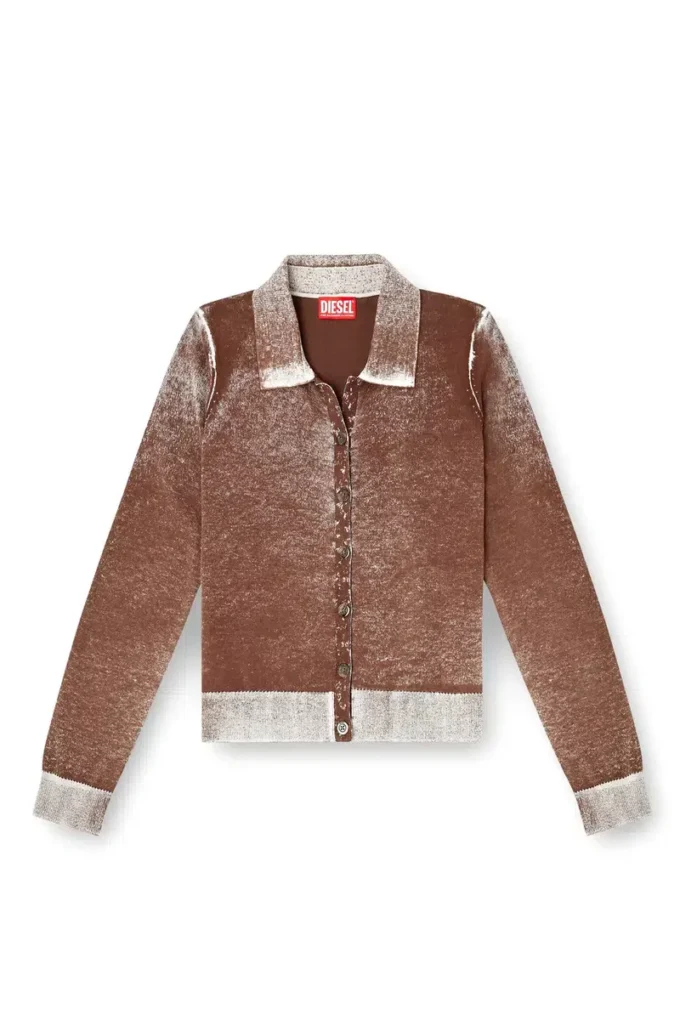 m-loren Strickjacke mit verblasstem Rückseitendruck