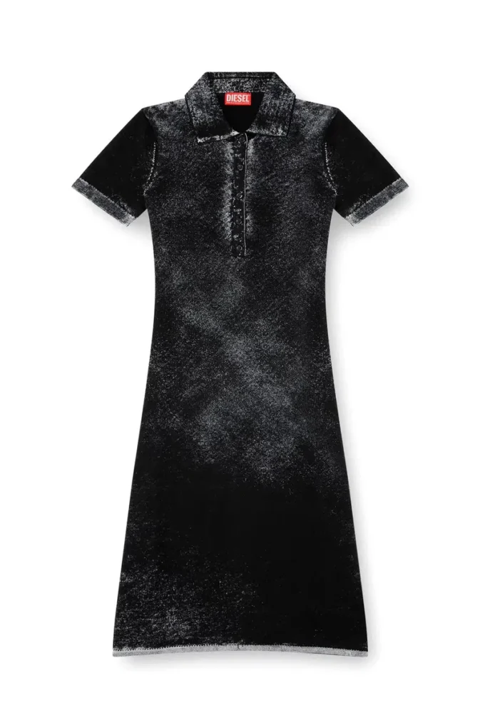 m-lourens Midi-Polokleid aus umgekehrt bedrucktem Strick
