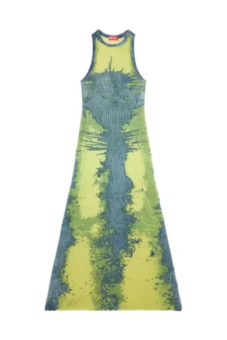 m-magias Langes Kleid aus devoré-metallischem Strick