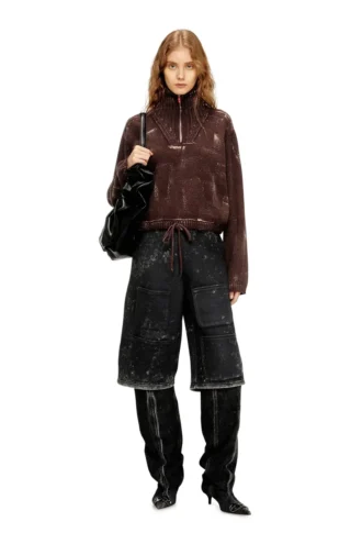 m-marcellette Pullover mit halbem Reißverschluss und Used-Look