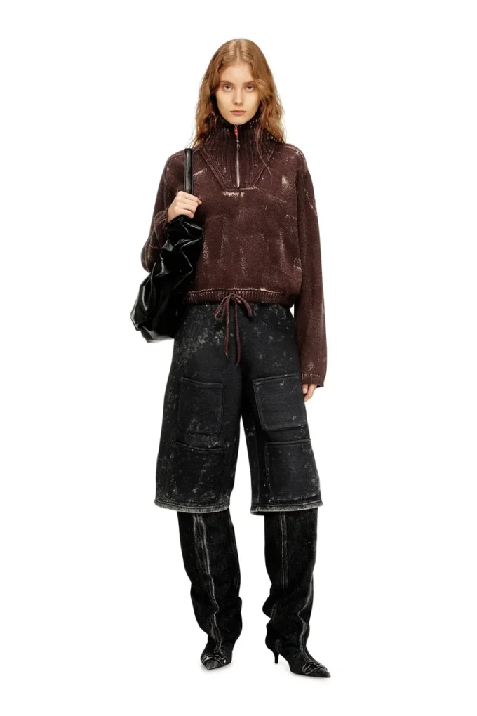 m-marcellette Pullover mit halbem Reißverschluss und Used-Look