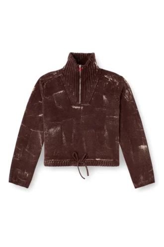 m-marcellette Pullover mit halbem Reißverschluss und Used-Look