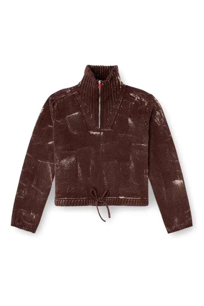 m-marcellette Pullover mit halbem Reißverschluss und Used-Look