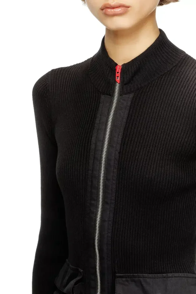 m-melissa Gerippte Strickjacke mit Cargotaschen