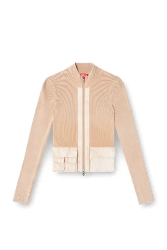 m-melissa Strickjacke mit Reißverschluss und Cargo-Taschen aus Denim