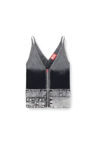 m-melly Strick-Tanktop mit Denim-Cargotaschen