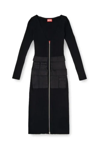m-melti-ls Geripptes Midikleid mit Cargotaschen
