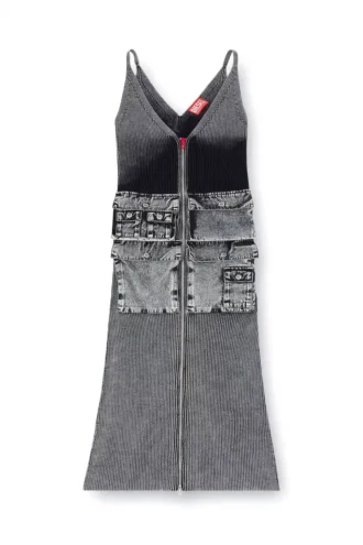 m-melti Strick-Midikleid mit kontrastierenden Taschen