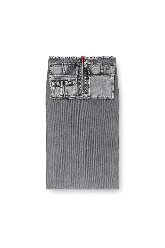 m-meryn Strick-Midirock mit Cargo-Taschen aus Denim