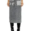 m-meryn Strick-Midirock mit Cargo-Taschen aus Denim