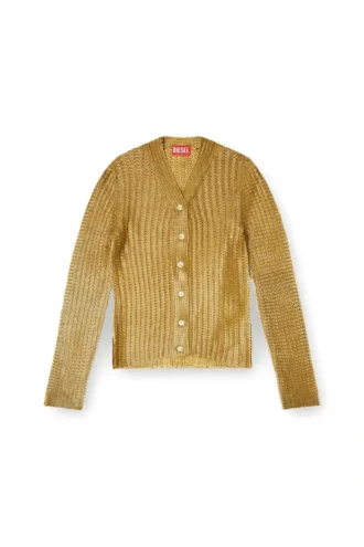 m-millo Gerippte Strickjacke mit Glanzeffekt