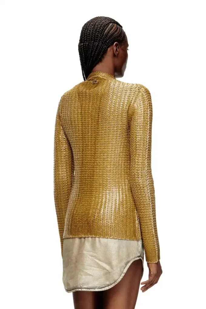 m-millo Gerippte Strickjacke mit Glanzeffekt
